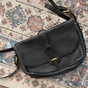 Classic Black Leather Crossbody Shoulder Bag